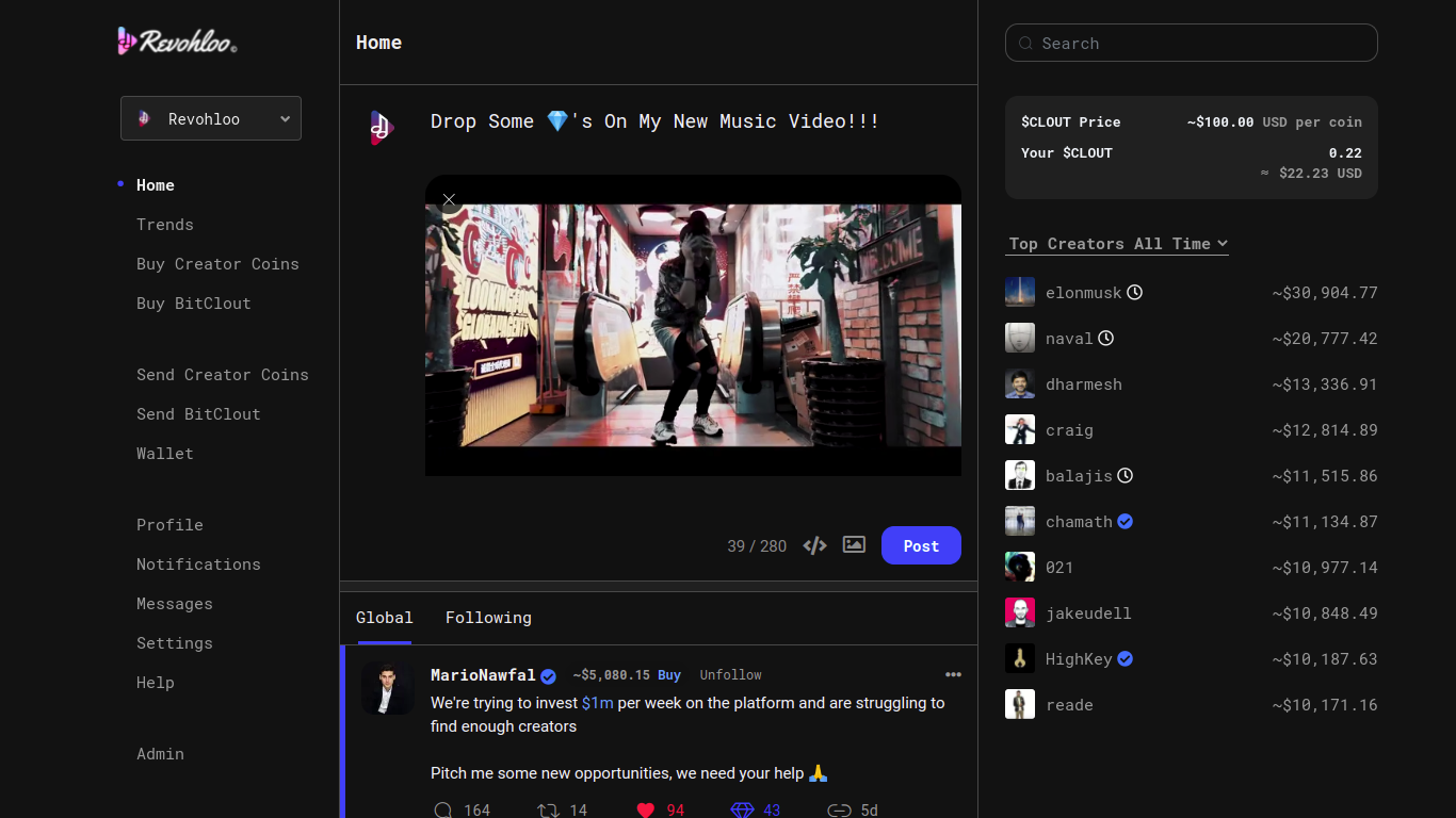 BitClout screen