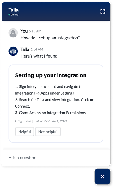 Talla Integration Manager Screenshot